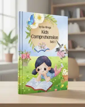 Kids Comprehension Book by Ela Afroga – বাংলাদেশের শিশুদের জন্য Phonics ভিত্তিক Comprehension Book, ৪৮ পৃষ্ঠার সহজ ইংরেজি গল্প ও অনুশীলন, reading comprehension skills বৃদ্ধির জন্য।